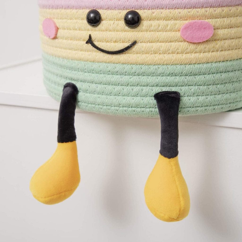 Cartoon Woven Storage Basket Dustproof Desktop Organizer Toys Snacks Kids Gift Box Rainbow Cake Storage